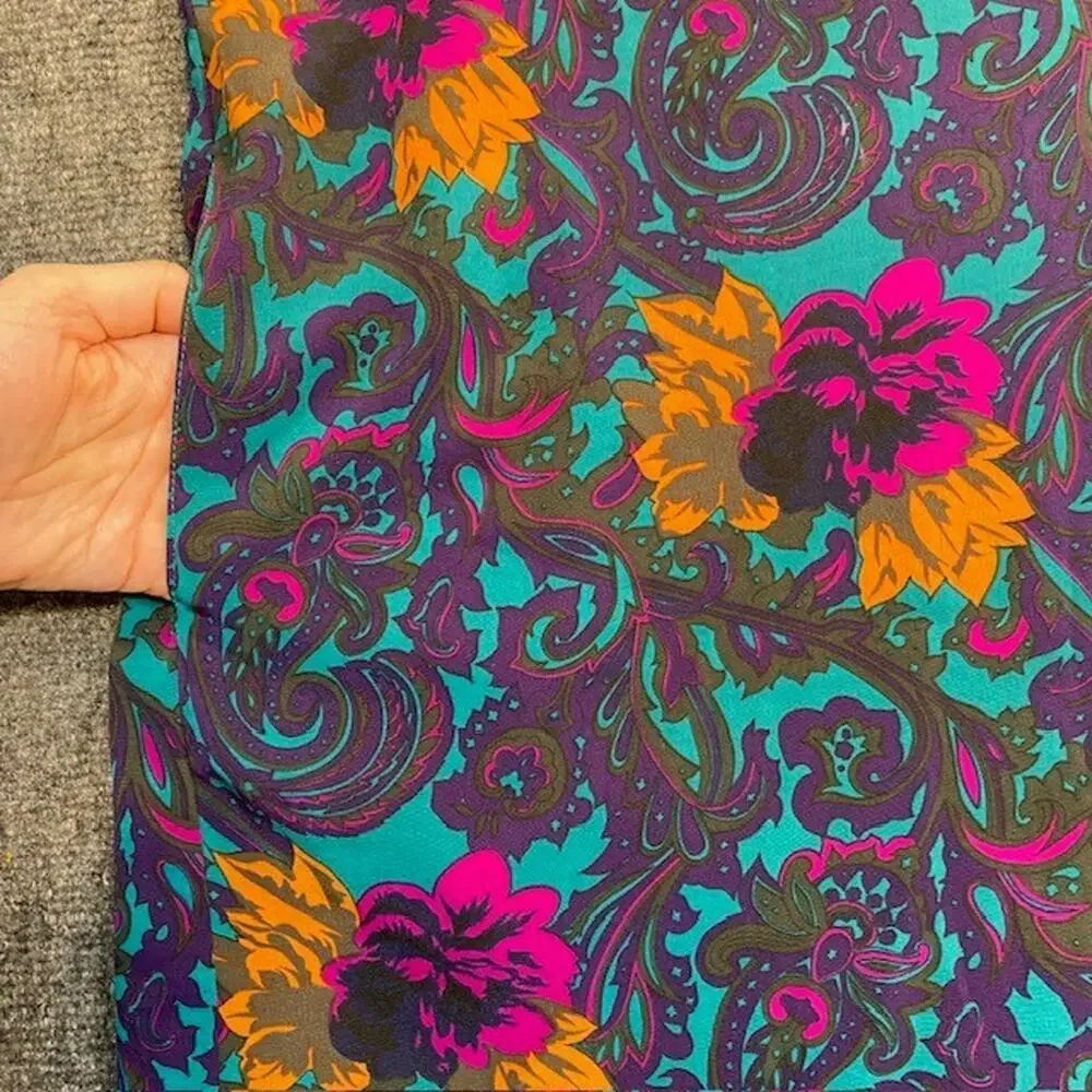 Vintage 80s Victoria Secret Gold Label Turquoise Floral Paisley Robe One Size